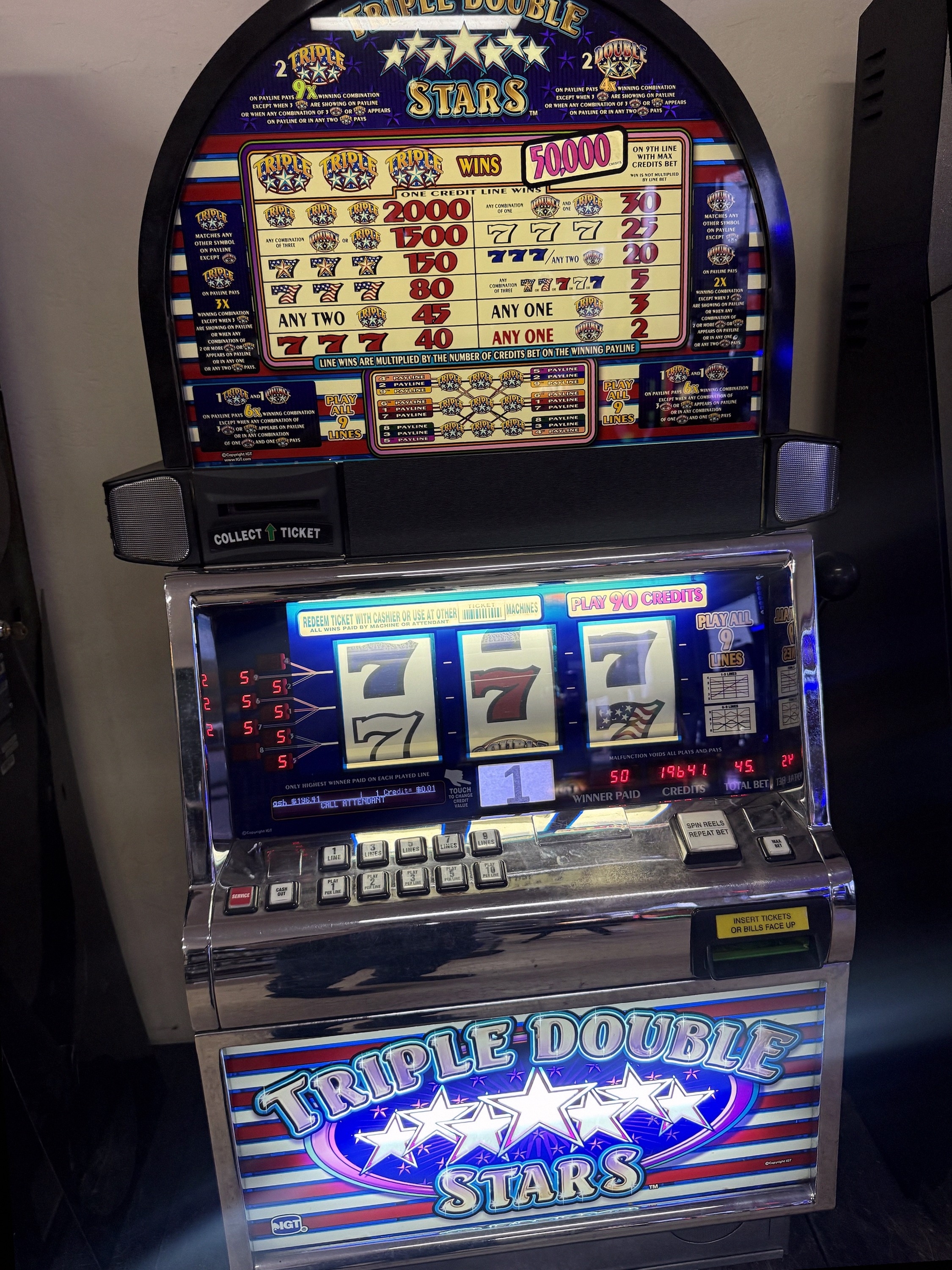 IGT S2000 Triple Double Stars Stepper Cabinet